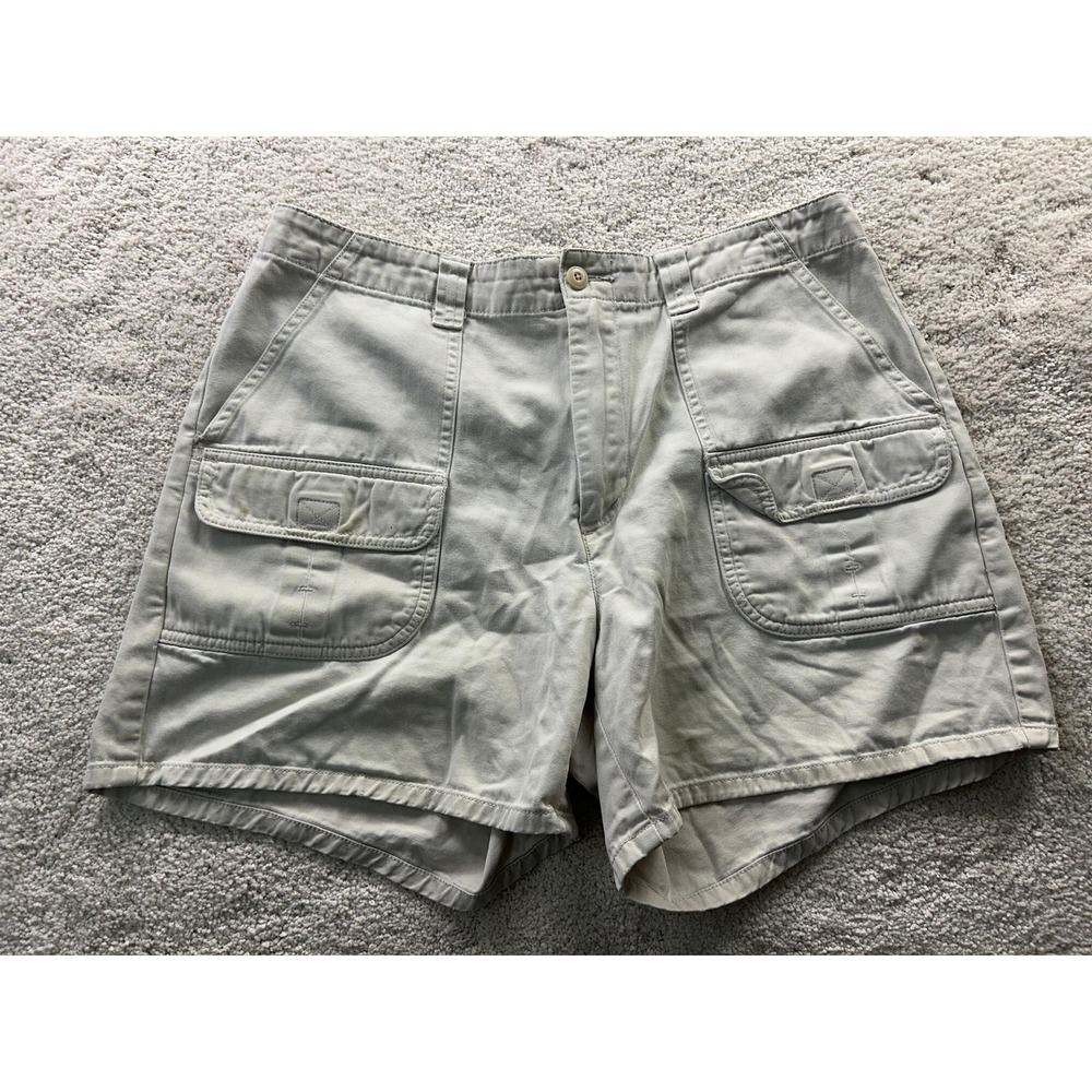 Bass‎ Shorts Womens 10 Khaki Tan Utility 100% Cotton High Rise Pockets Outdoors
